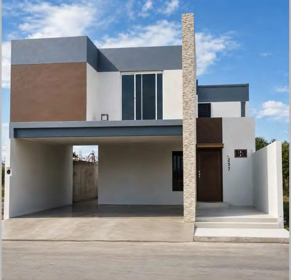 Fachada de Casa Habitación Ébanos terminada